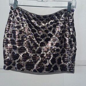 Express Black and Silver Sequin Mini Skirt